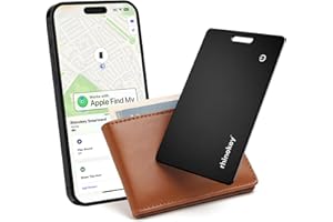Rhinokey® Wallet Tracker Card (iOS Only) - Slim Rechargeable 1.8mm Thin Tracker, Airtag Wallet IP68 Waterproof, Apple Find My Luggage Tags, Item Finder with Key Chain Hole