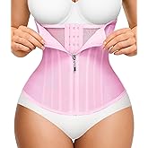 Nebility Waist Trainer for Women Zipper Corset Shapewear Tummy Control Mesh Waist Cincher Faja Body Shaper
