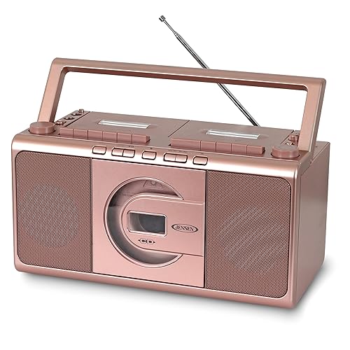 JENSEN Portable Stereo Retro Boombox with CD and Cassette Player, MCR