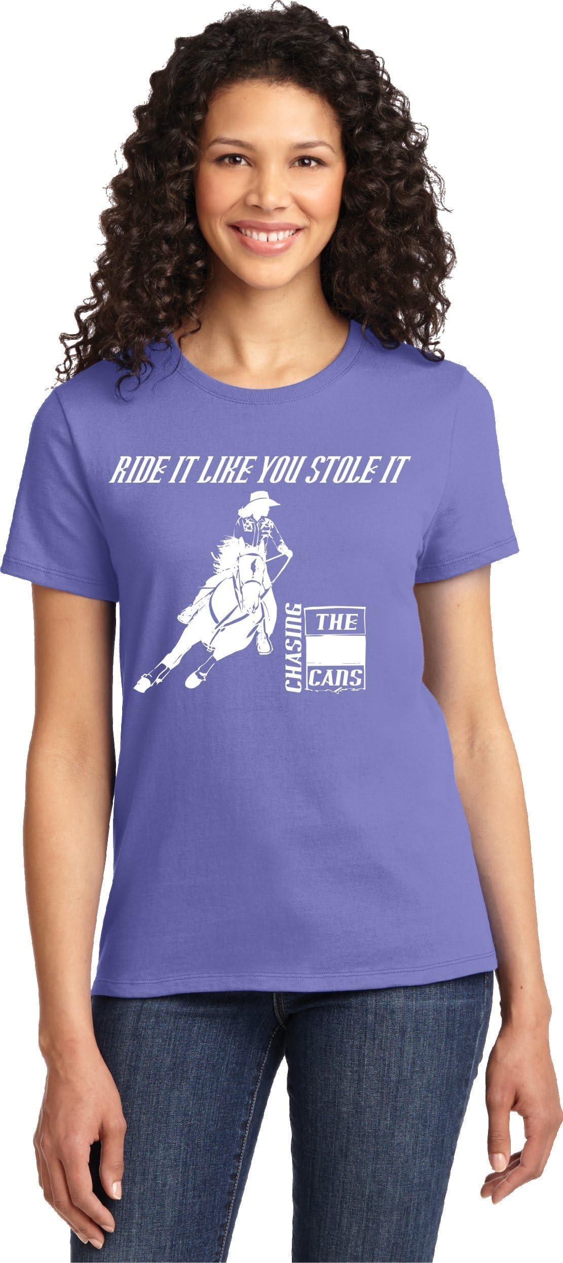Ride It Like You Stole It Barrel Racing Ladies Violet T-Shirt
