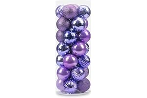 AUXO-FUN Small Size 28ct shatterproof Christmas Ball Ornaments in 4 Classic finishes for Christmas Tree Decoration (Lavender, 1.57“ Mini Size)