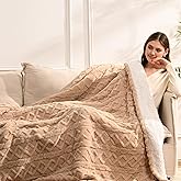 Heated Blanket Electric Twin Size - 62"x84" Electric Blanket with 9 Heat Levels and 1-10 Hours Timer, Soft Jacquard Fleece & Sherpa Washable, Great Gift Idea - Beige