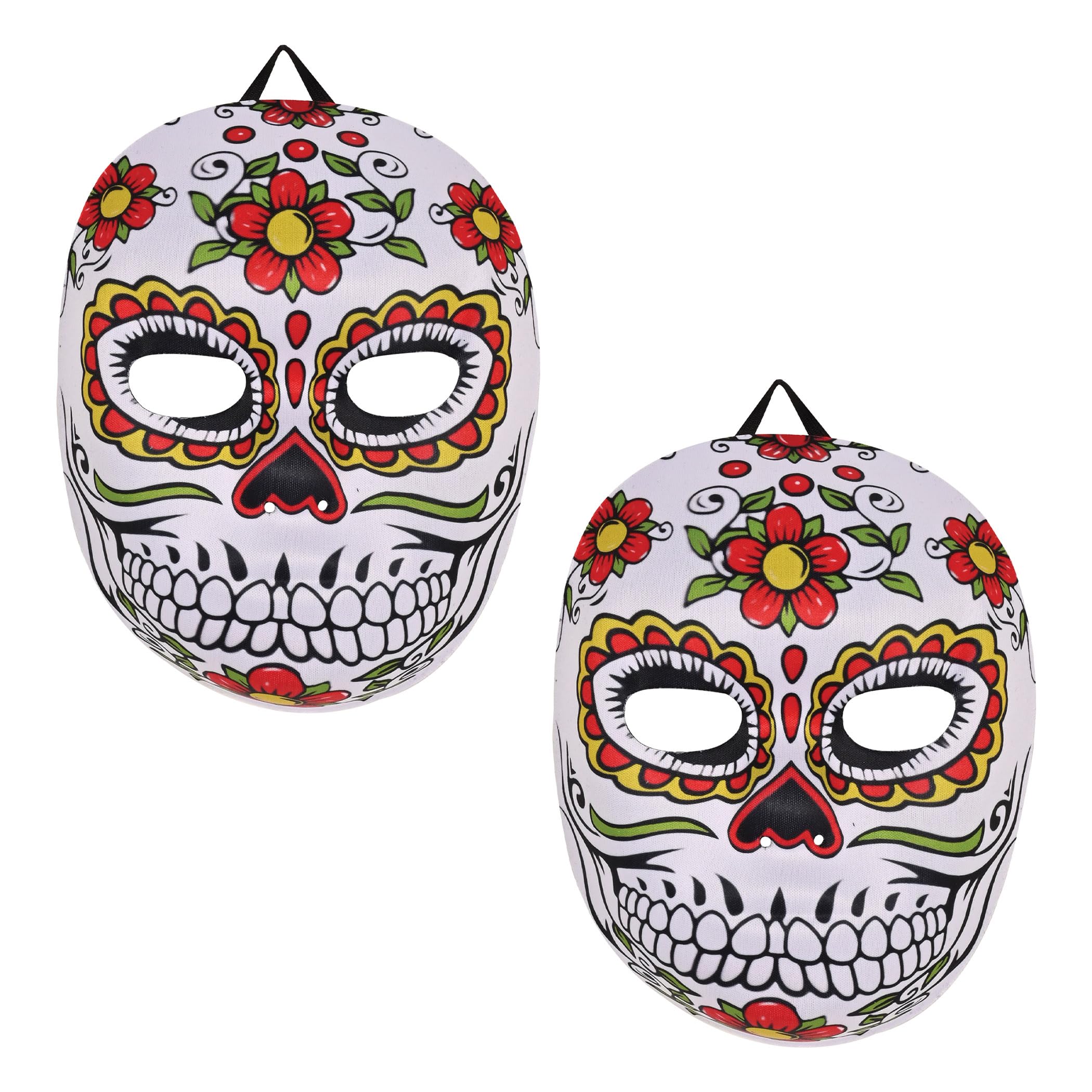 Beistle 00338, 2 Piece Day of The Dead Masks, Plastic, Multicolor