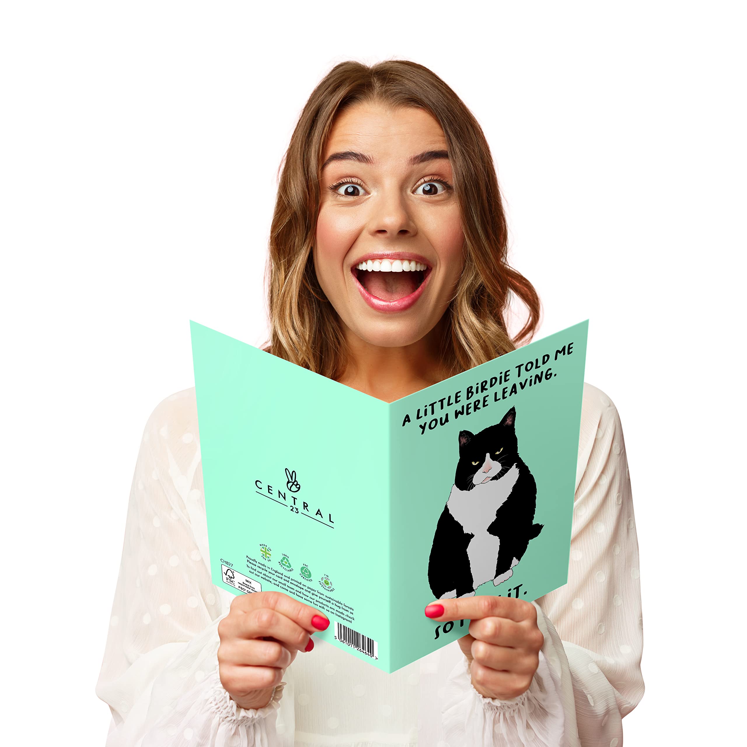 Central 23 Giant Good Luck Cards for Her - 'Little Birdie Leaving' - Cheeky Congratulations Card - Fun New Job Card - Extra Large Leaving Cards for Colleagues - Comes with Fun Stickers