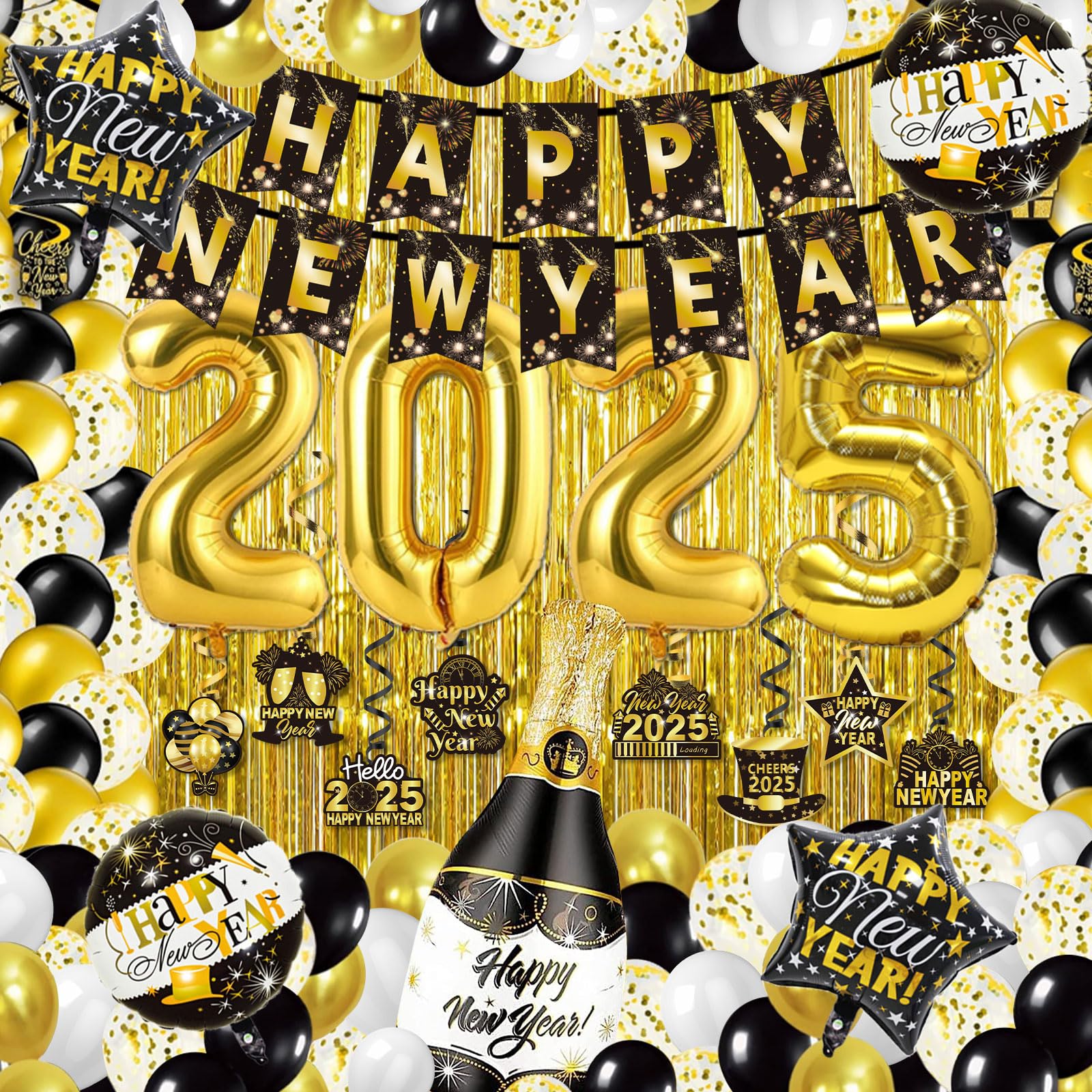 New Years Eve Party Supplies 2025, 66pcs New Years Decorations, NYE