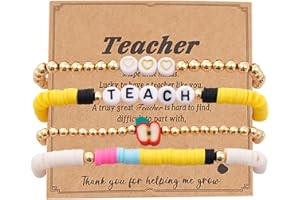 RISHEGAE Heishi Beaded Stretch Bracelets for Women Stackable Gold Polymer Clay Beads Bracelets Friendship Boho Summer Beach Bracelet Jewelry Set