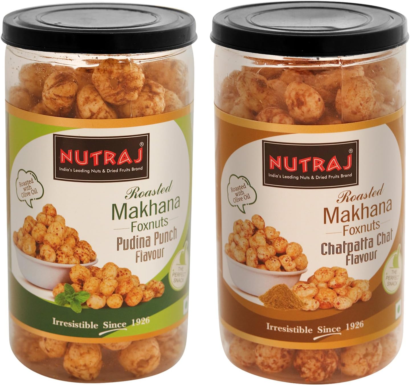 Nutraj Fox Nuts (Makhana) - Chatpata Chaat and Pudina Punch Flavour 70g Each
