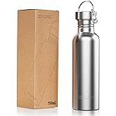 TRIPLE TREE 26 OZ Uninsulated Single Walled Stainless Steel Sports Water Bottle 18/8 Food Grade for Cyclists, Runners, Hikers, Beach Goers, Picnics, Camping - BPA Free
