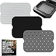 Air Fryer Accessories for Ninja Foodi Smart XL FG551 Reusable Liners with Air Fryer Recipe Book, Heat Resistant Mat for Ninja Foodi, Food Safe, Easy to Clean and Dishwasher Safe by INFRAOVENS
