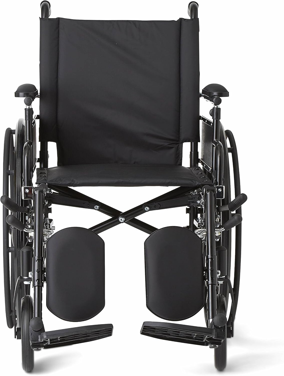 Medline Robust and Rugged Wheelchair with Flip-Back Desk Arms, Removable Elevating Leg Rests and Anti-Tippers, Black, 18" Seat: Health & Personal Care