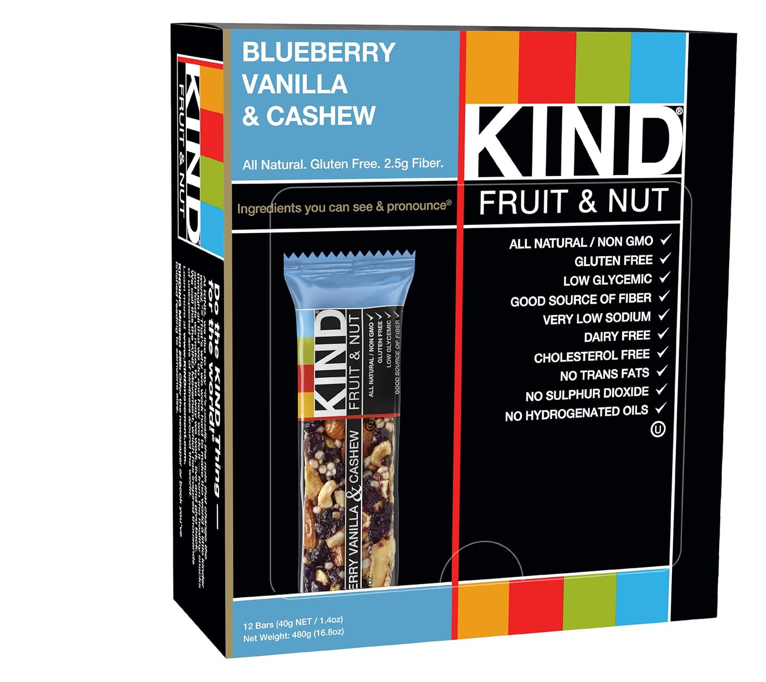 Kind Bars, Blueberry Vanilla Cashew, Gluten Free, Low Sugar