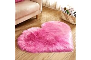 Heart Shaped Rug, Faux Fur Rug Fluffy Door Mat for Home Bedroom Room Decor, 12 x 16 Inch,Rose 1