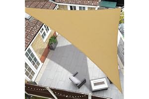 Coumavin 12'x12'x12' Sun Shade Sail Triangle Outdoor UV Block Canopy Sunshade Cover for Backyard Porch Pergola Deck Garden Patio, Sand
