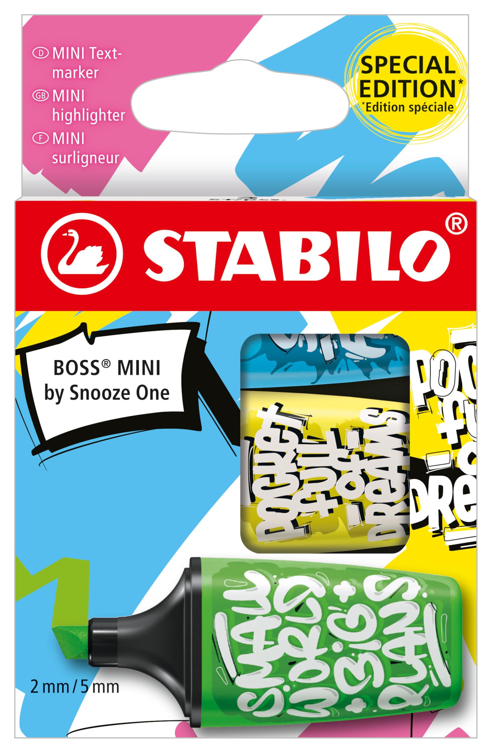 STABILO BOSS MINI by Snooze One - Highlighter - Pack of 3 - Blue, Yellow, Green