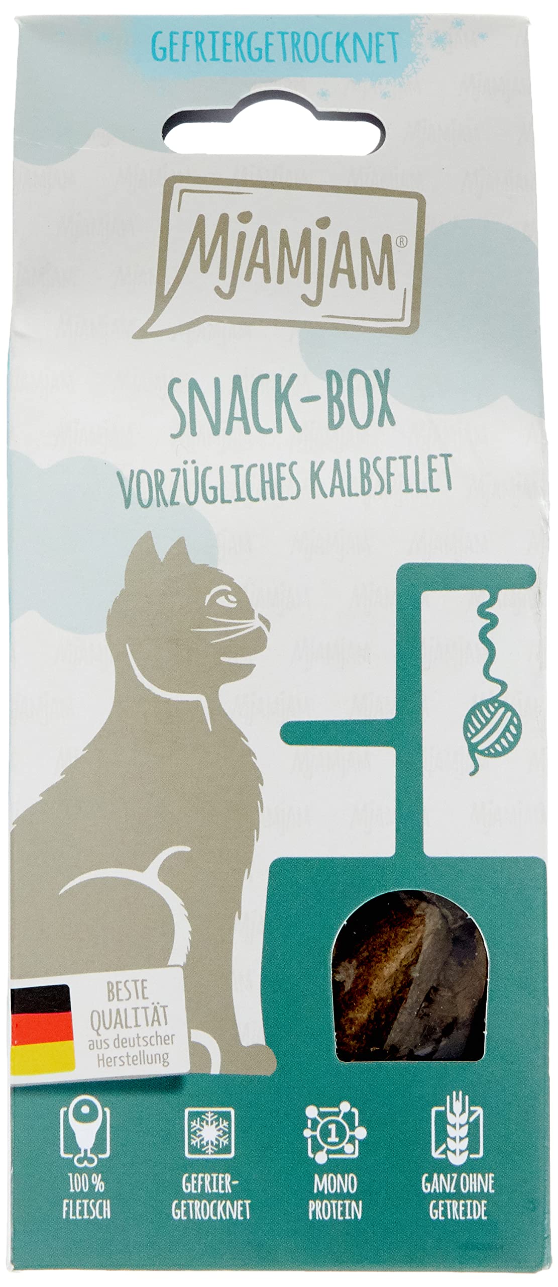 MjAMjAM - premium cat snack - snack box - excellent veal fillet, pack of 1 (1 x 35 g), natural without any synthetic preservatives