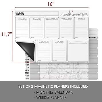 Calendario semanal y mensual magnético de borrado en seco para ...