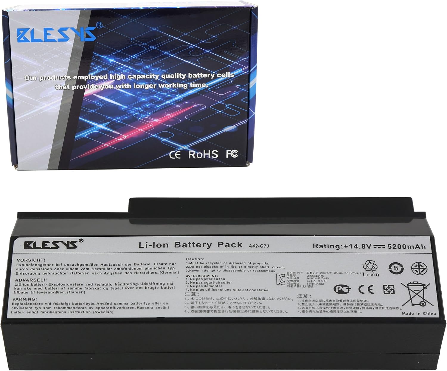 BLESYS 14.8V 8-Cell A42-G73 Battery for ASUS G73 G73G G73Gw G73J G73Jq G73Jh G73Jw G73Jx G73S G73Sv G73Sw G73Sx Series Laptop 4400mAh