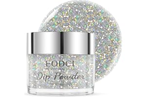 EODCI 1 Oz/28g Sequin Silver Dip Powder, Glitter Dipping Powder French Pro Collection System Nail Art Starter Manicure Salon DIY at Home, Odor-Free&Long-Lasting, No Needed Nail Lamp Curing