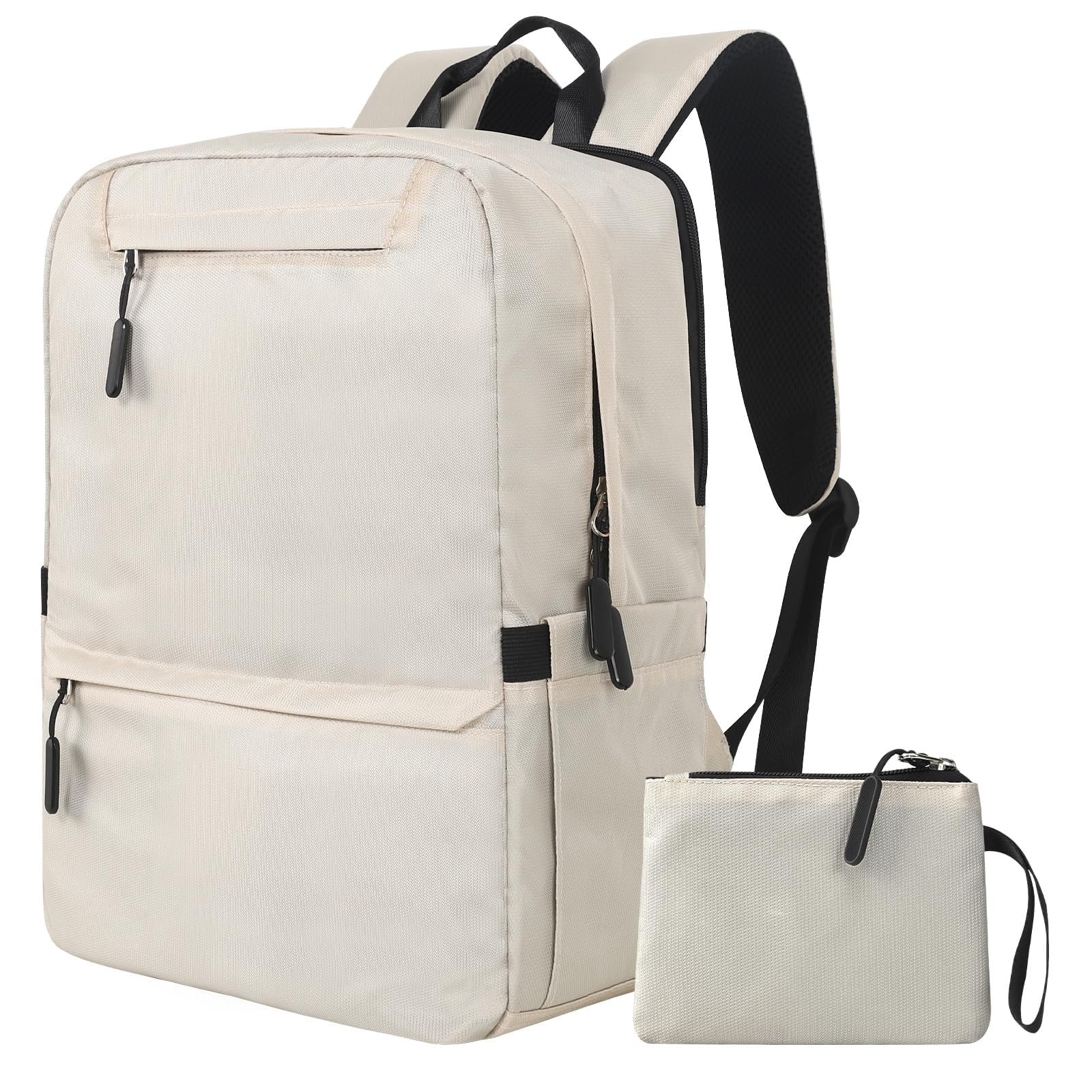 Photo 1 of Mefawi Laptop Backpack, Computer Bag with 2 Compartments, Ergonomic Shoulder Straps, 15.6 Inch Laptop Sleeve, Haul Handle, Book Backpacks, Bookbag for Women, School Backpacks for Teens (Cream)