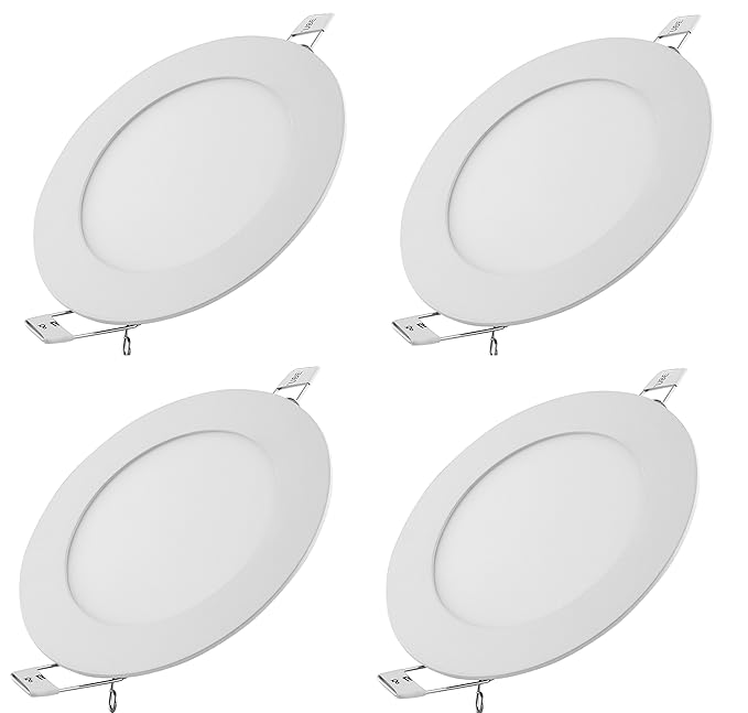 Lexton Lex-12W-R-1Y-C 12-Watt LED Panel Light (Pack of 4, White, Round)