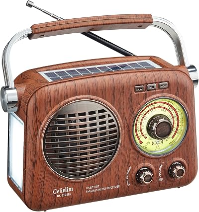 Gelielim Portable Radio AM FM Shortwave Bluetooth Solar Rechargeable Battery
