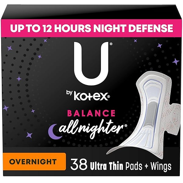 U BY KOTEX BALANCE ULTRA THIN PADS WITH WINGS, OVERNIGHT ABSORBENCY, 38 COUNT