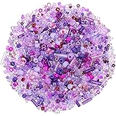 uxcell 1000 Pcs Mixed Glass Seed Beads, 1-4mm Mini Loose Glass Bugle Beads for DIY Earrings, Necklaces, Bracelets, Jewelry Making, Purple