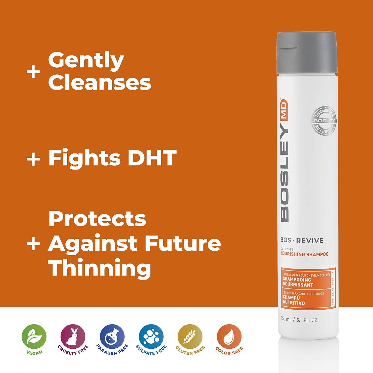 BosleyMD BosRevive KIT for Visible Hair Thinning (Color Safe), Starter Size (30 Days): Premium Beauty