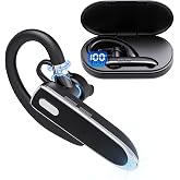 Mokseev Bluetooth Headset V6.1, Wireless Bluetooth Earpiece with Mic | Noise Cancelling Business Headset, 100H Playtime, LED Display, Dual Device Pairing, Mute Button for Office, Driving, Trucker