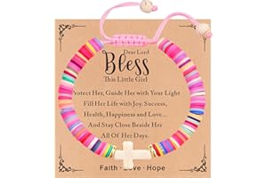 TAGOMEI Stocking Stuffers for Teen Girls Kids Cross Bracelet for Girls Christening Baptism Christmas Gifts for Grandkids Teens Girls Baptism Gifts for Teenage Girls Women Religious Christian Jewelry