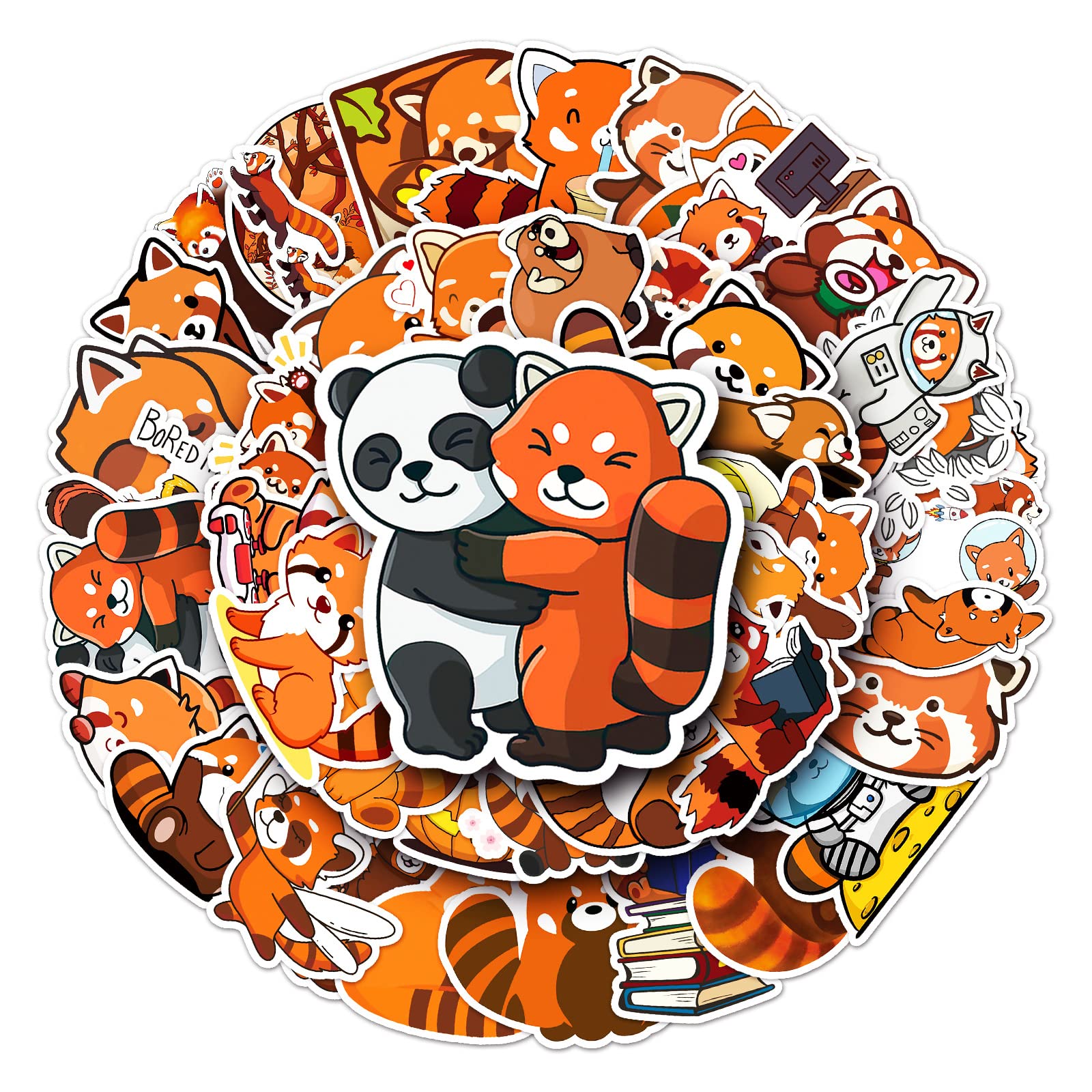 Red Panda Stickers (50 PCS), Gift for Children, Teens, Adults, Girl, Boys - Waterproof, Vinyl Stickers for Water Bottle, Scrapbook, Skateboard, Bike, Dairy