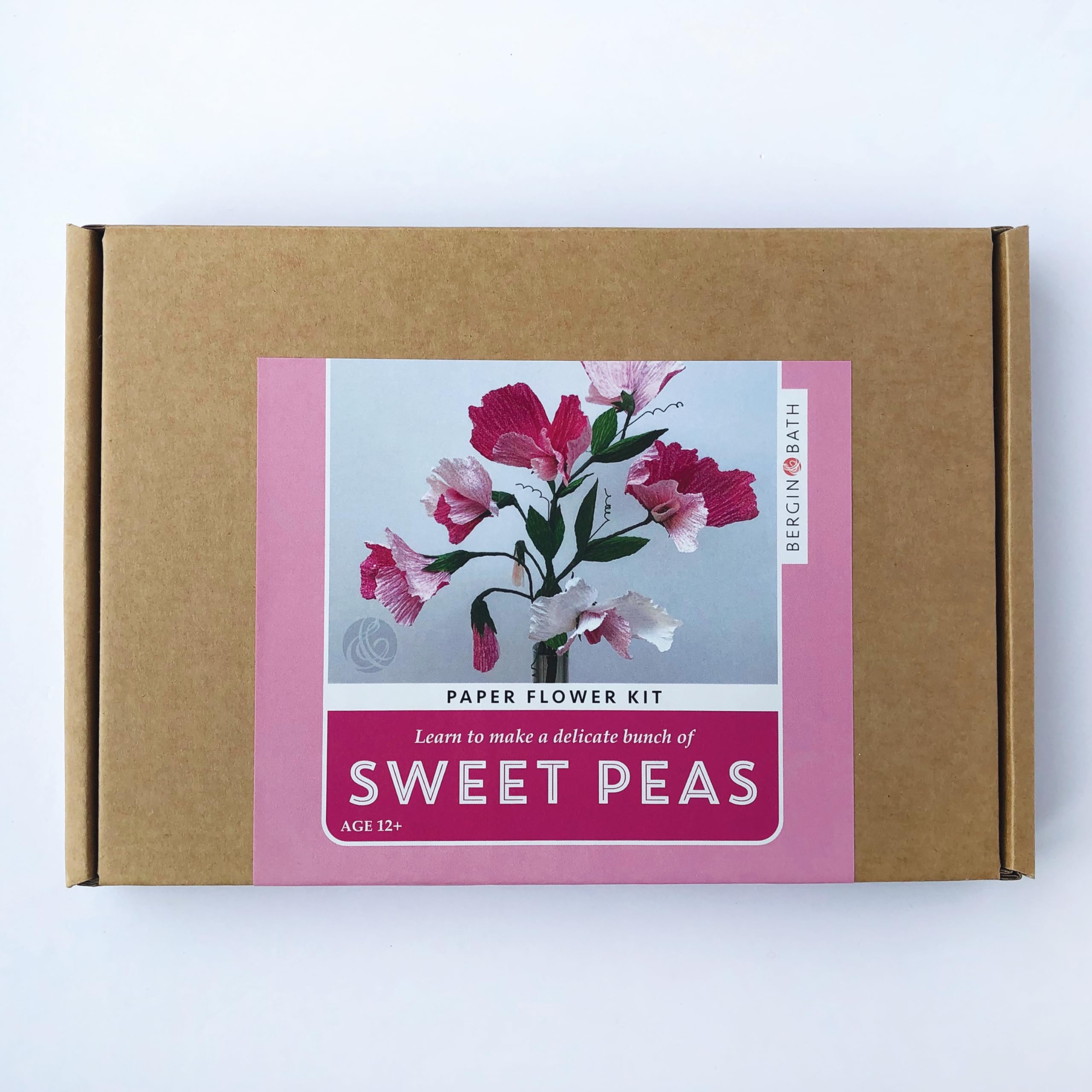 Bergin & Bath Paper Flower Kit - Sweet Peas. A Creative Craft kit Adults, Gift for Mum, Sister or Girlfriend. Make Your own Paper Sweet Pea Flowers.