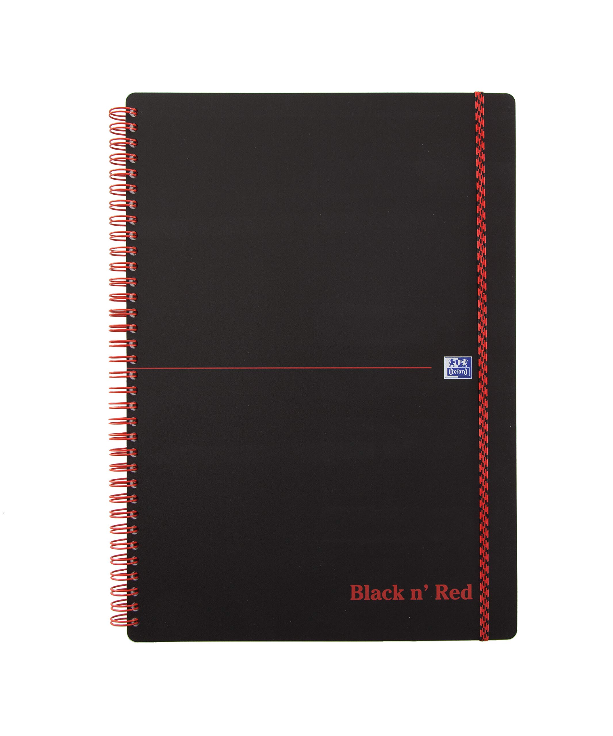 Oxford 400047654 Spiral-Bound Notebook Black n' Red Pack of 5 DIN A4 Squared Flexible Cover 70 Sheets Black/Red