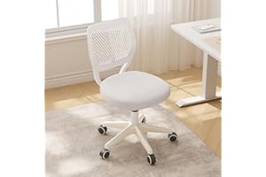 JPBSTO Armless Desk Chair, Height Adjustable Swivel Office Rolling Task Chairs with Soft Mesh Padded Cushion, Ergonomic Small