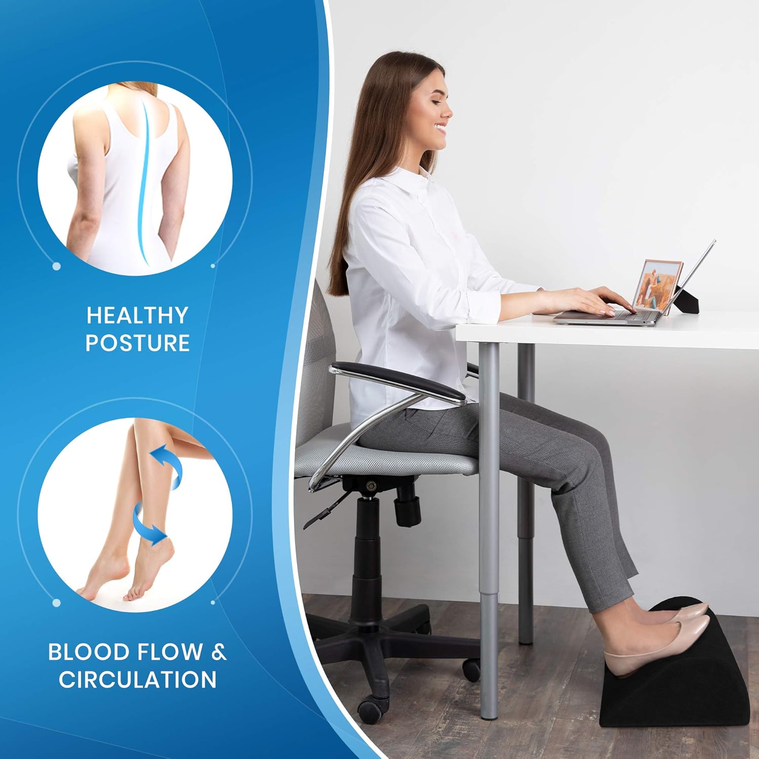Everlasting Comfort Office Foot Rest Under Desk - Pure Memory Foam - Teardrop Curved Design - Non-Slip Bottom (Black): Home & Kitchen
