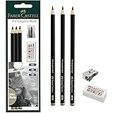Faber-Castell 3 Count Pitt Graphite Matte Tin - HB, 2B, 4B - Matte Black Graphite Pencils