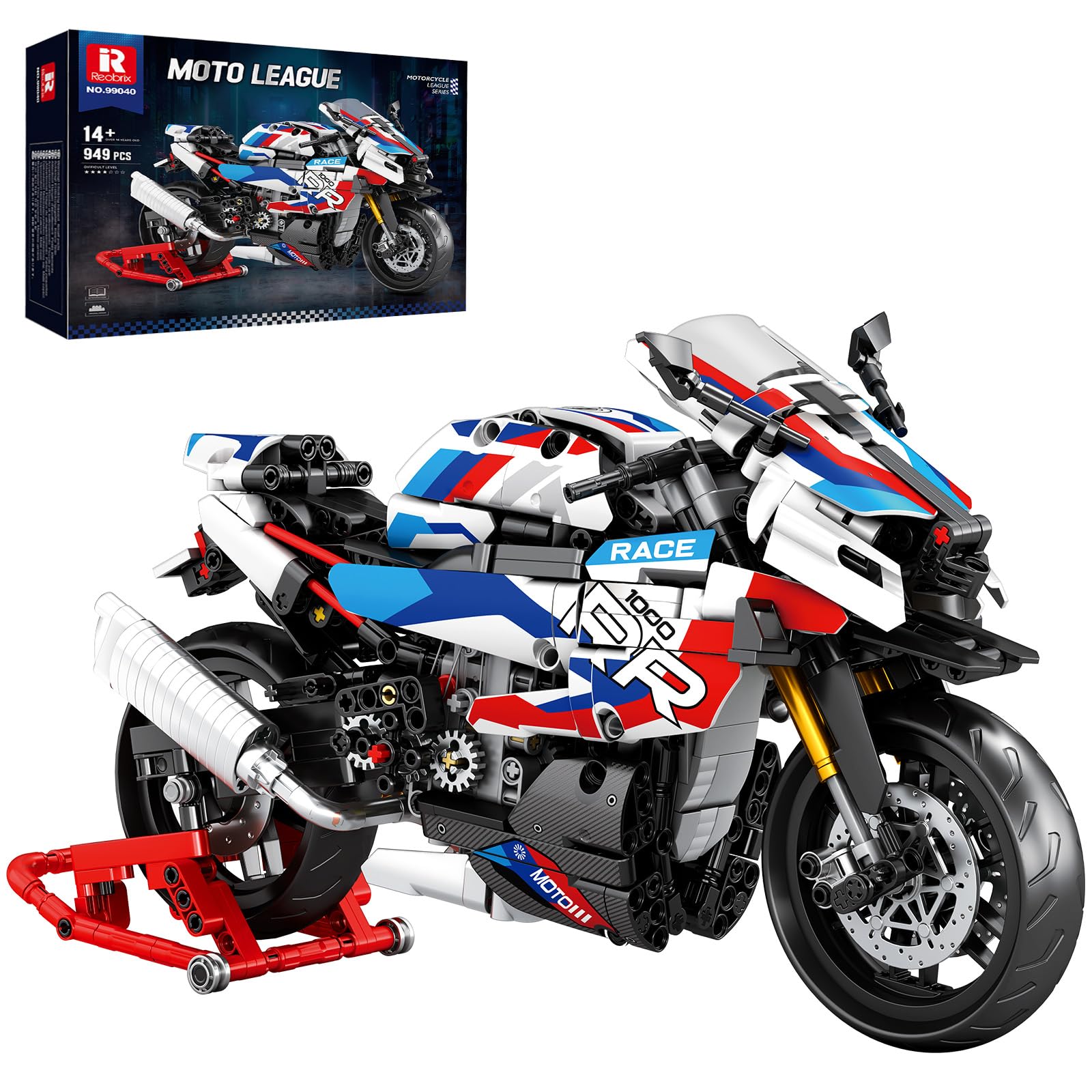 Photo 1 of Reobrix Motorcycle 1000 RR Technic Building Set for Adults, 1:8 Scale Model Kit, 949 PCS Collectible Motorcycle Display Model with Stand, Motorbike Gift Idea for Boys and Kids 14+