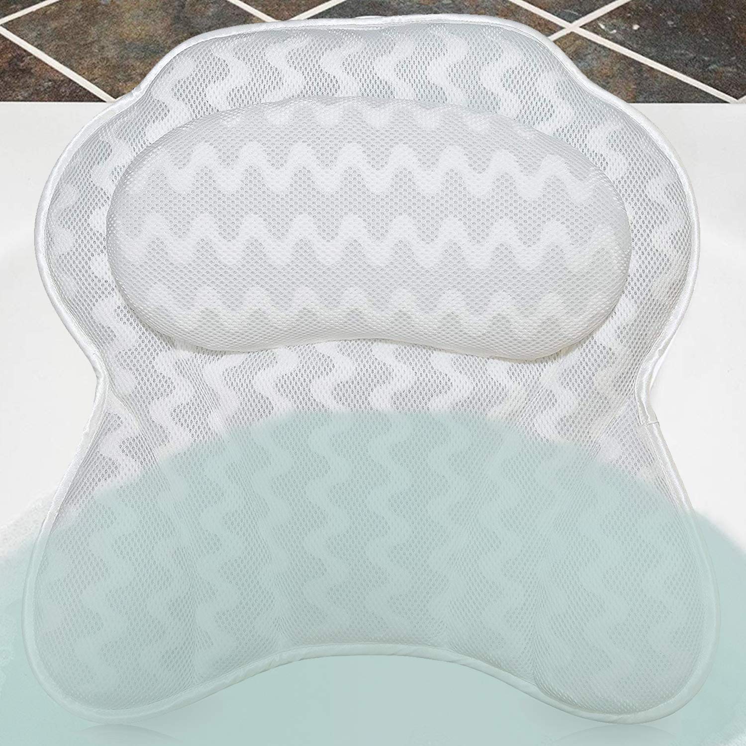 Moyeno Bath Pillow for Bathtub, Luxury Bathtub Pillow For Women Men, Bath Tub Pillow for Back And Head, Ergonomic Comfort Spa Pillow for Straight Back Tub And Neck Head Shoulder Back Support - White : Beauty