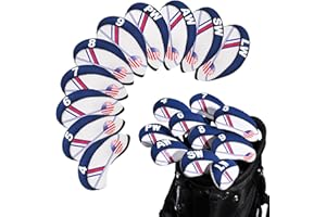 FRIMON Golf Club Iron Head Covers Set, 10PCS Neoprene USA Flag Design Protective Covers for Irons