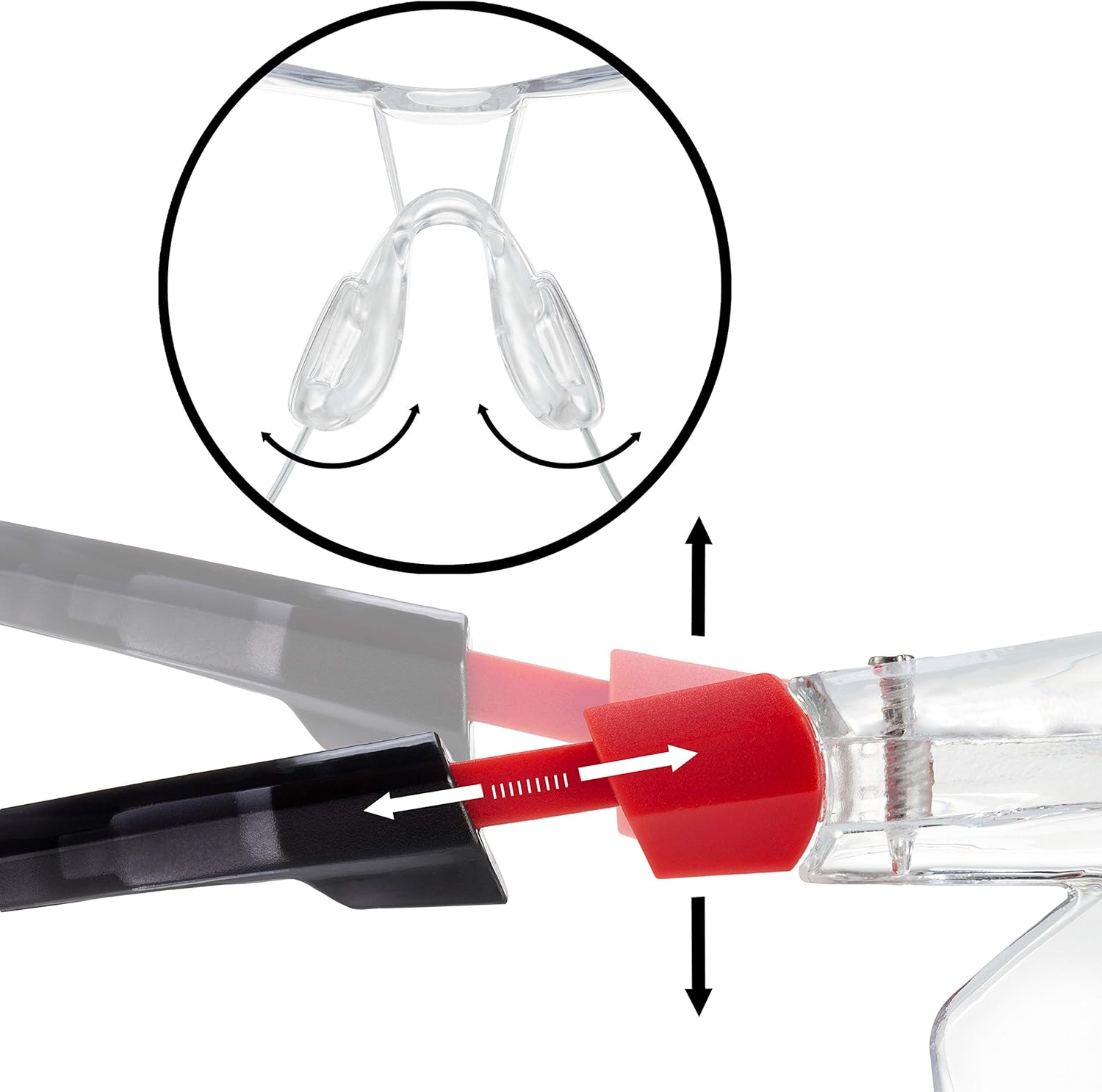 NoCry Safety Glasses with Clear Anti Fog Scratch Resistant Wrap-Around Lenses and Non-Slip Grips, UV Protection. Adjustable, Black & Red Frames - - 