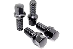 VERITEK PERFORMANCE Set of 20 Veritek 14x1.5mm 2.10 Inch 28mm Shank Length 17mm Hex R12 OE Black Ball Seat Wheel Lug Bolts for Mercedes Audi VW Factory Wheels