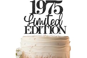 EONNCNT Limited EDITION 1975 Cake Topper - Black Glitter Happy 50th Birthday Party Cake Decoration Supplies, Cheer to 50 Years Cake Bunting Decor for 50th Birthday Party Photo Booth Props