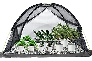 Gulfmore 10x8ft Pond Cover Net with Zipper and Stakes Dome Mesh Protector for Garden Ponds to Shield Fish Flowers from Birds Cats Predators