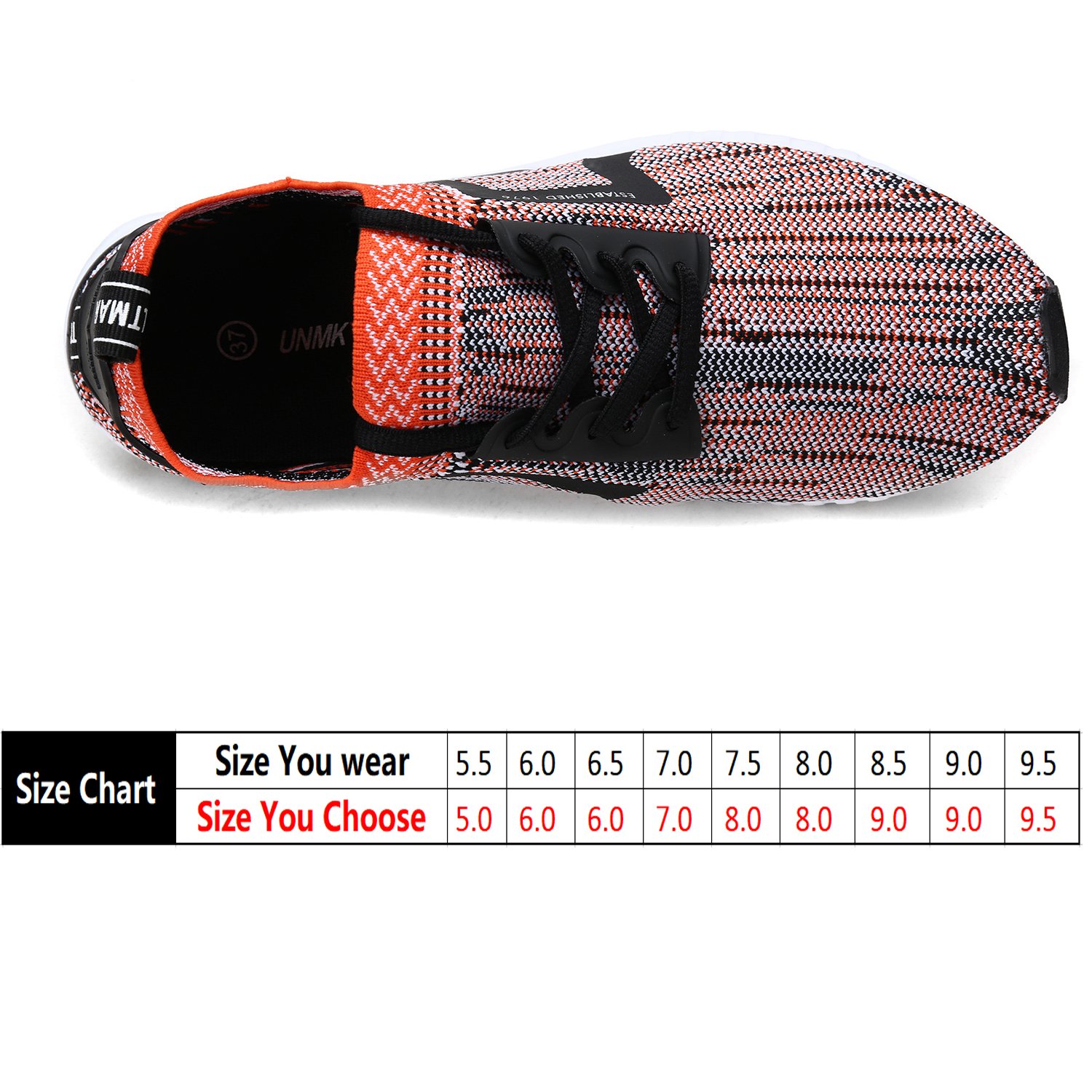 UNMK FUN Women\'s Fashion Lightweight Sneakers Breathable Mesh Soft Sole Casual Athletic Running Walking Shoes (6, Orange)