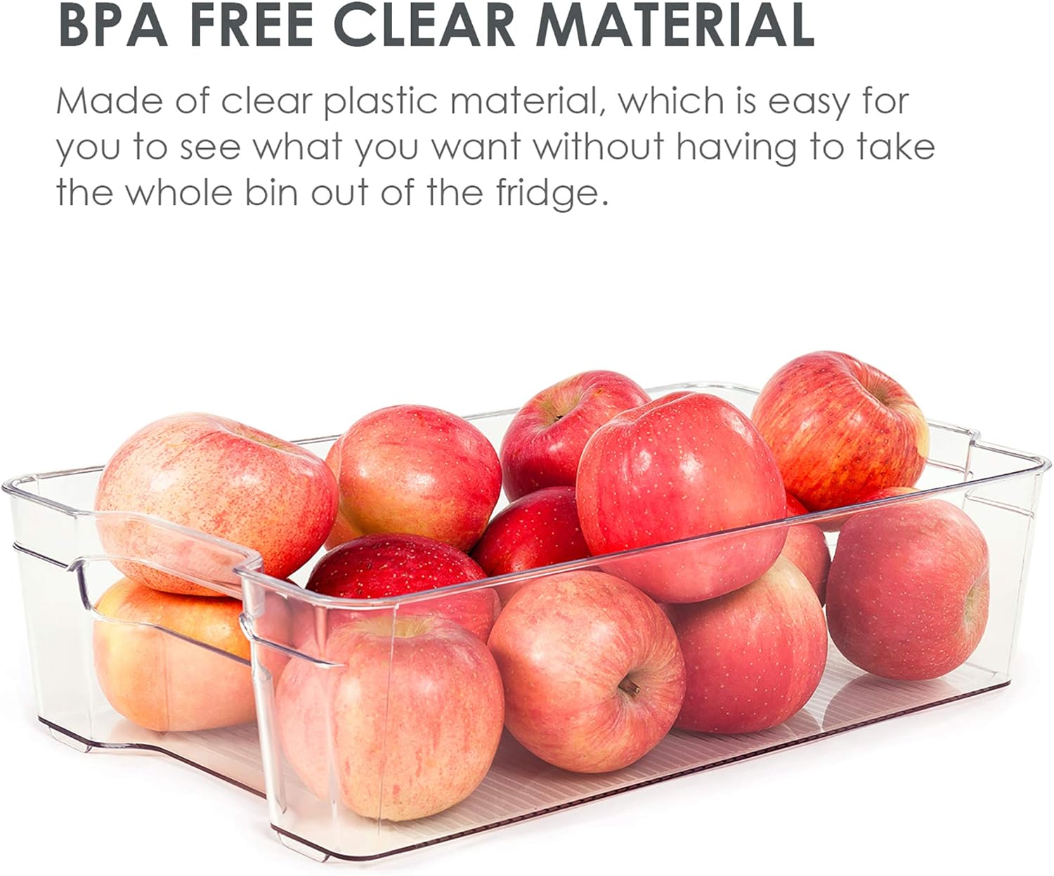 Refrigerator Organizer Bins, Vtopmart 4 Pack Large Clear Plastic Food Storage Bin with Handle for Freezer, Cabinet, Fridge, Kitchen Pantry Organization and Storage, BPA Free, 14.5" Long: Kitchen & Dining