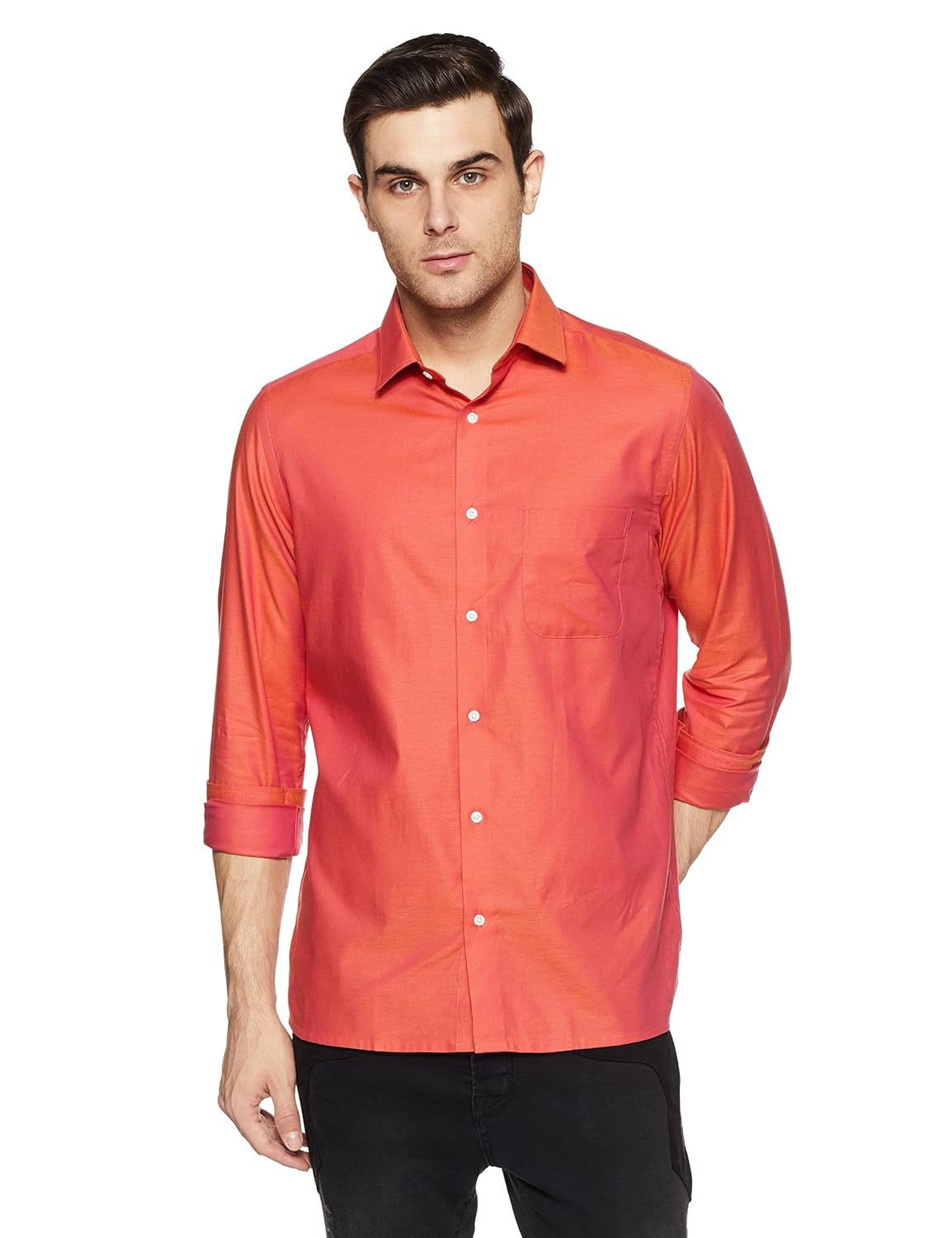 peter england men's solid regular fit formal shirt