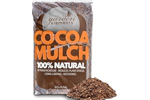 Garden Elements 100% Natural Cocoa Bean Shell Mulch for Gardens, Flower Beds, Potted Plants, and Mulching, 2 cu ft