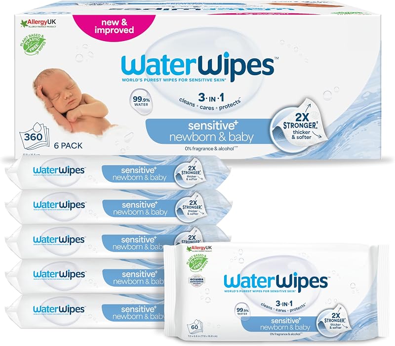 Sensitive+ Newborn & Baby Wipes, 6 Paquetes