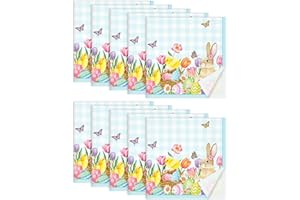 Arquiel Easter Bunny Napkins, 18×18 Inch Egg Flower Butterfly Dinner Cloth Napkins Set of 10, Washable Cotton Soft Absorbent 