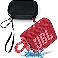 JBL GO 3 Waterproof Ultra Portable Bluetooth Speaker Bundle with Megen Hardshell Case (Red)